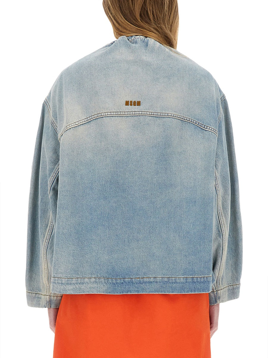 MSGM Oversized Denim Jacket - Size 38 IT