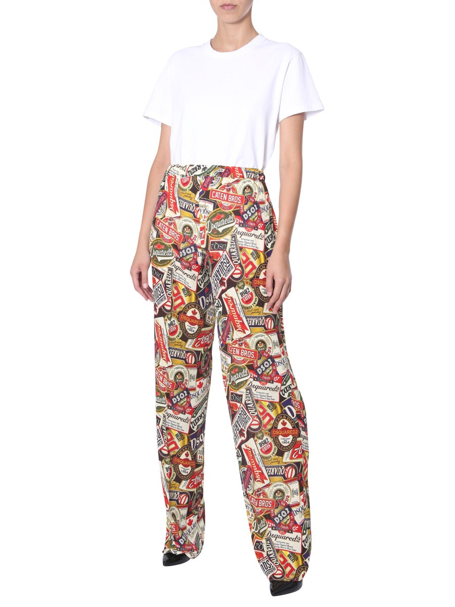 DSQUARED Wide Pants with Elasticated Waistband for Women