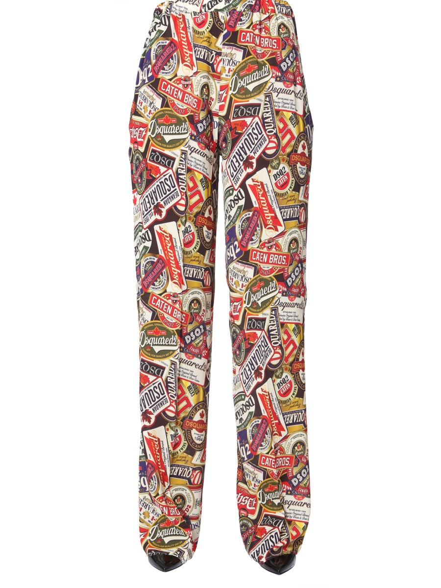 DSQUARED Wide Pants with Elasticated Waistband for Women