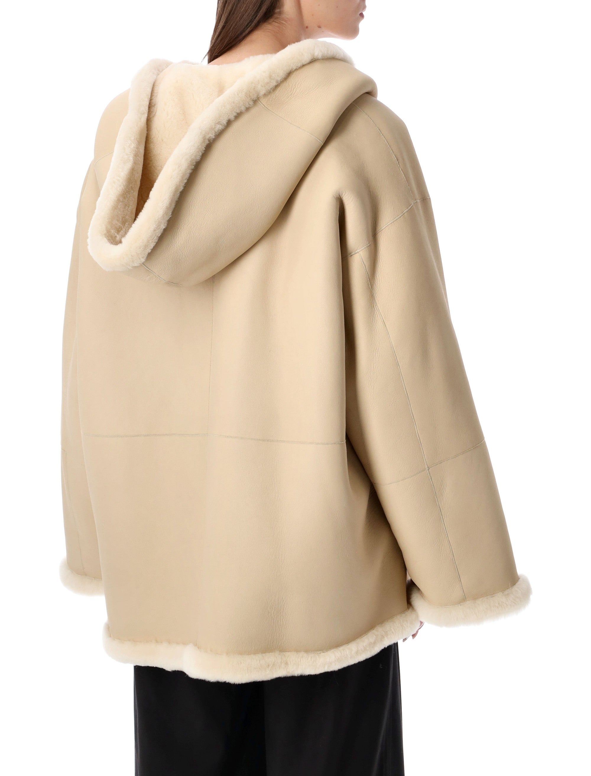 ALBERTA FERRETI Reversible Hooded Shearling Jacket - Women's Oversized Fit