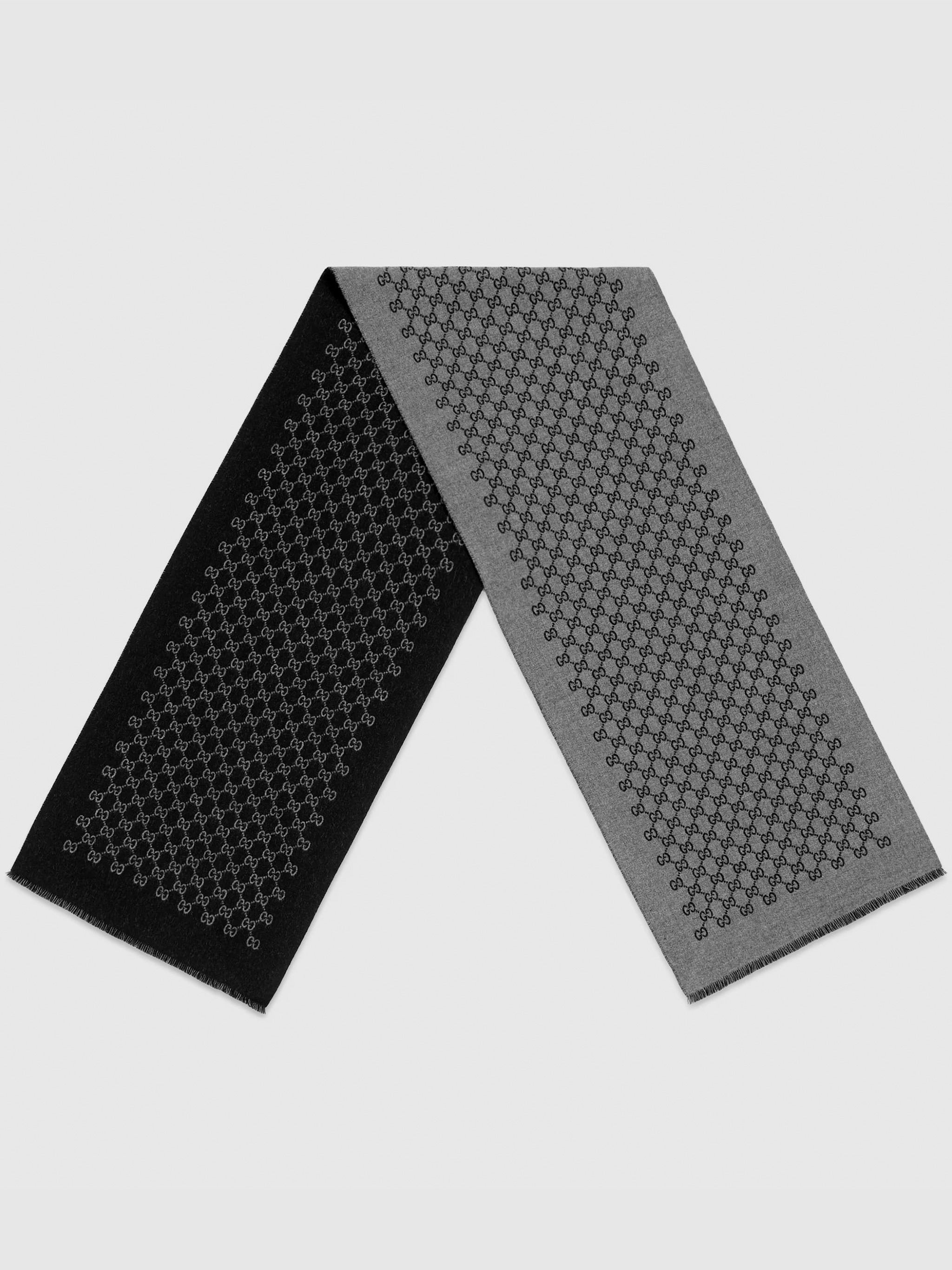 GUCCI Double Wool Jacquard Scarf for Men