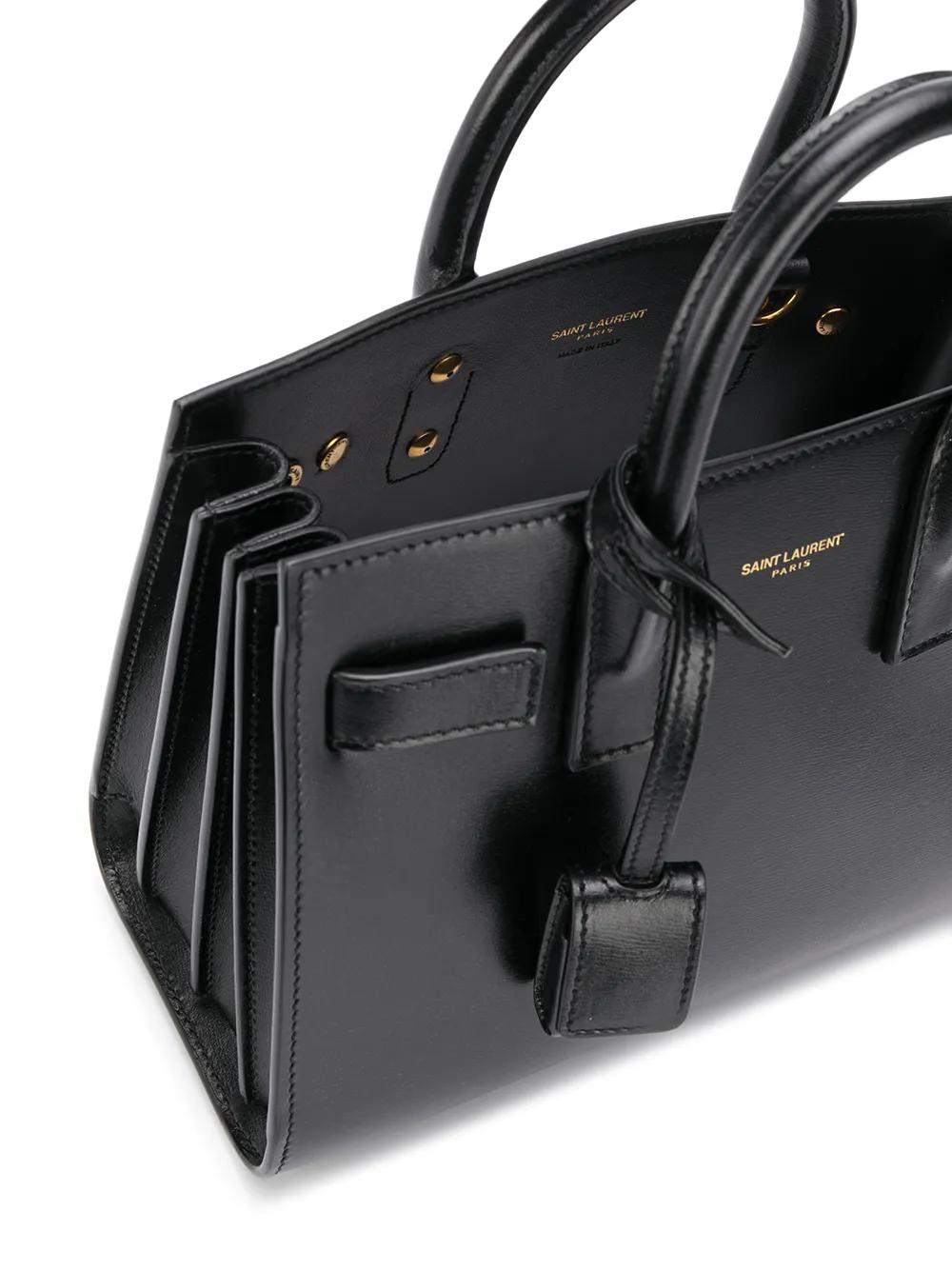 SAINT LAURENT Mini Grained Leather Handbag with Accordion Sides