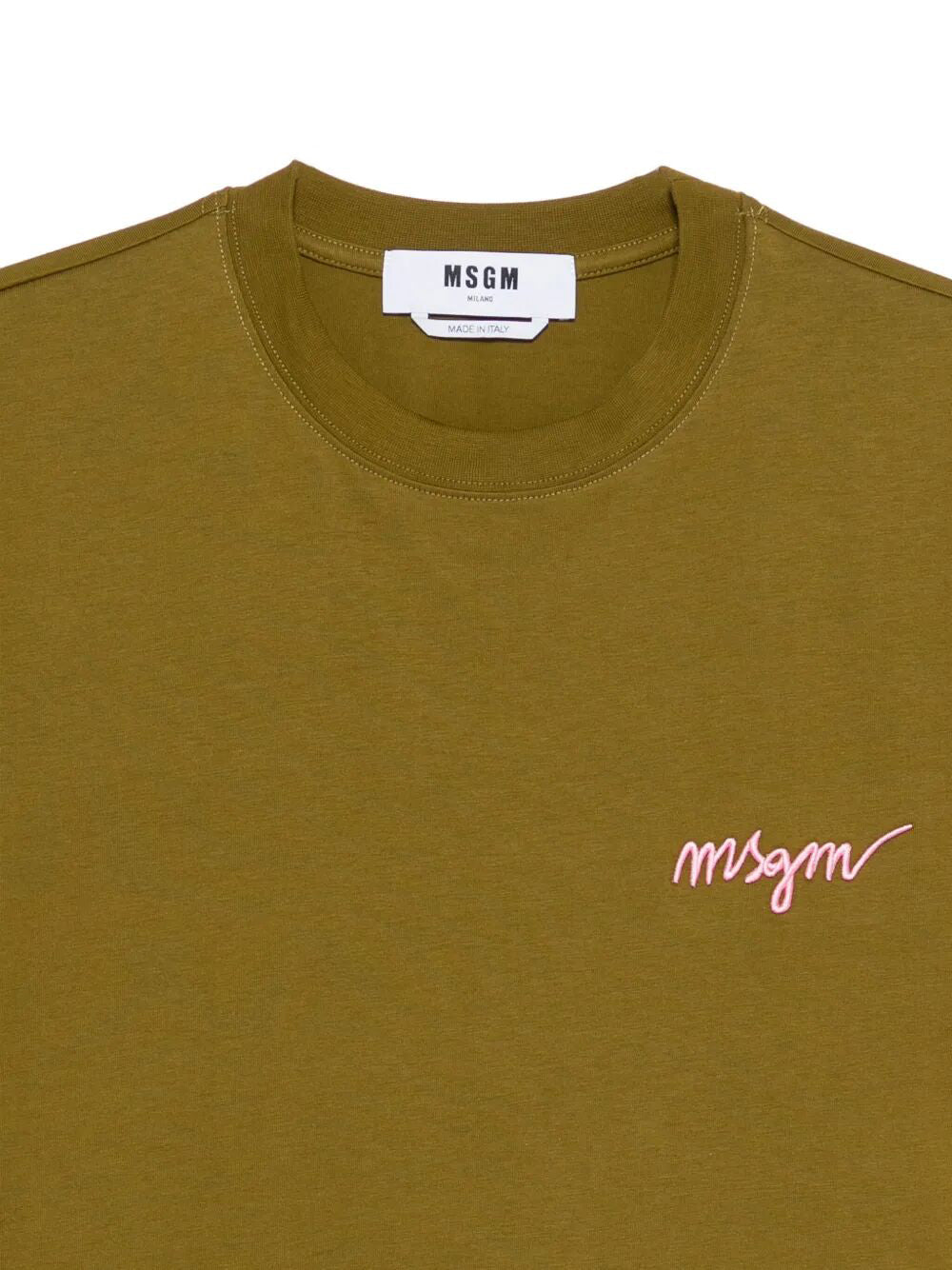 MSGM Logo-Embroidered Cotton T-Shirt for Women - FW25