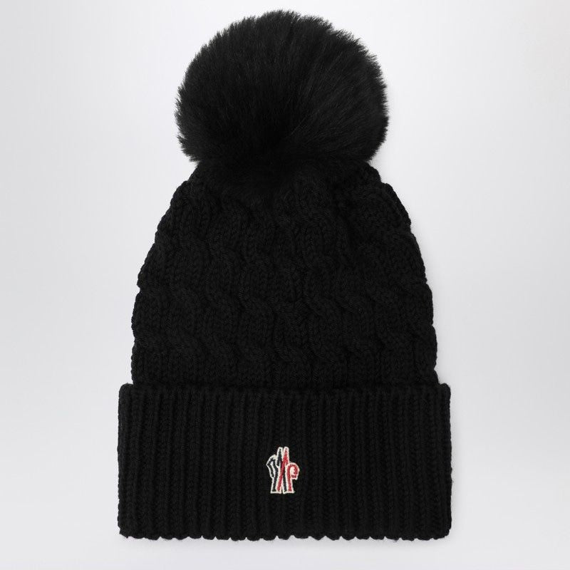 MONCLER GRENOBLE Women’s Pom Pom Beanie with Braided Pattern