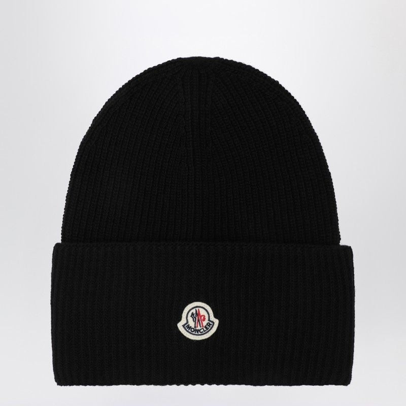 MONCLER Wool Beanie with Logo Patch for Women