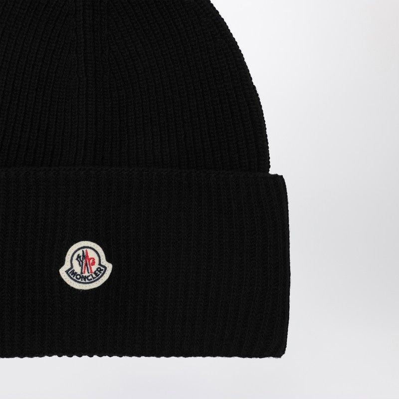 MONCLER Wool Beanie with Logo Patch for Women