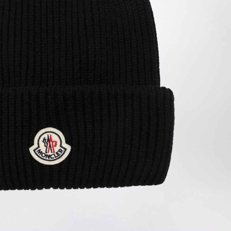 MONCLER Wool and Cashmere Beanie with Folded Hem for Men