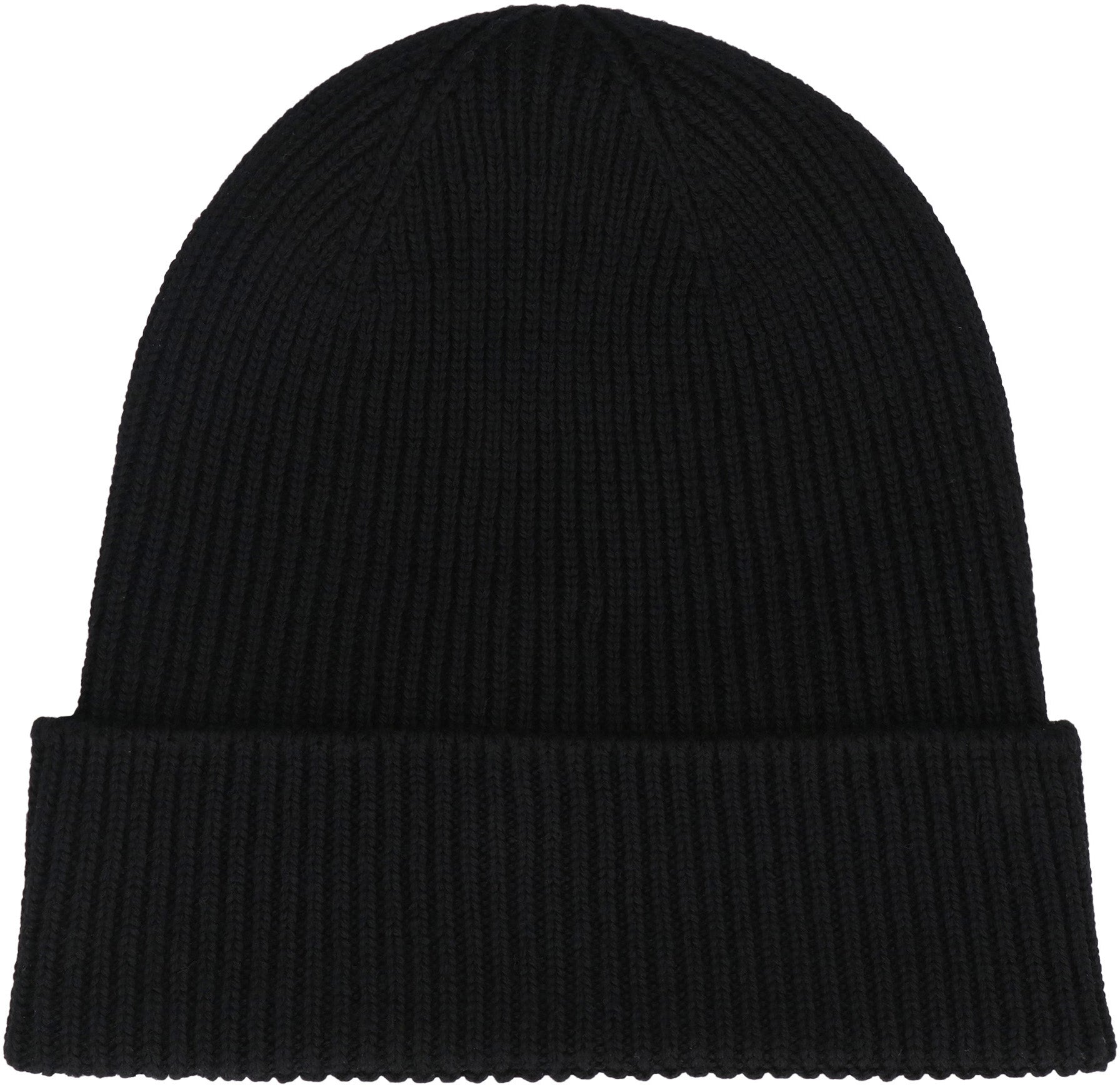 MONCLER Wool Beanie with Logo Patch