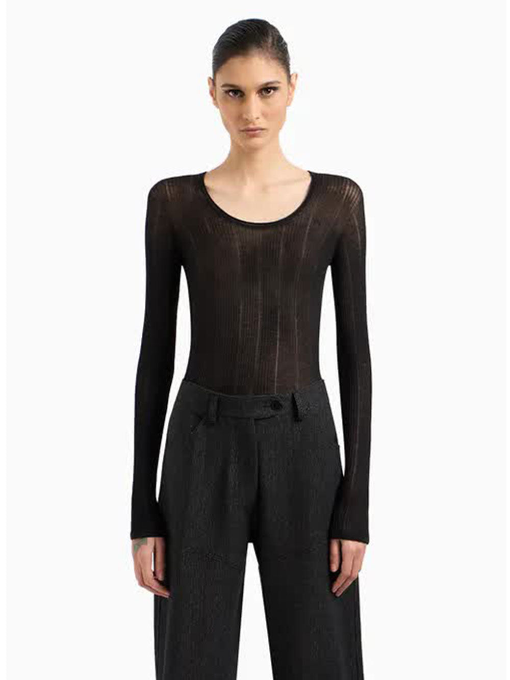 GIORGIO ARMANI Elegant Leather Sweater for Women