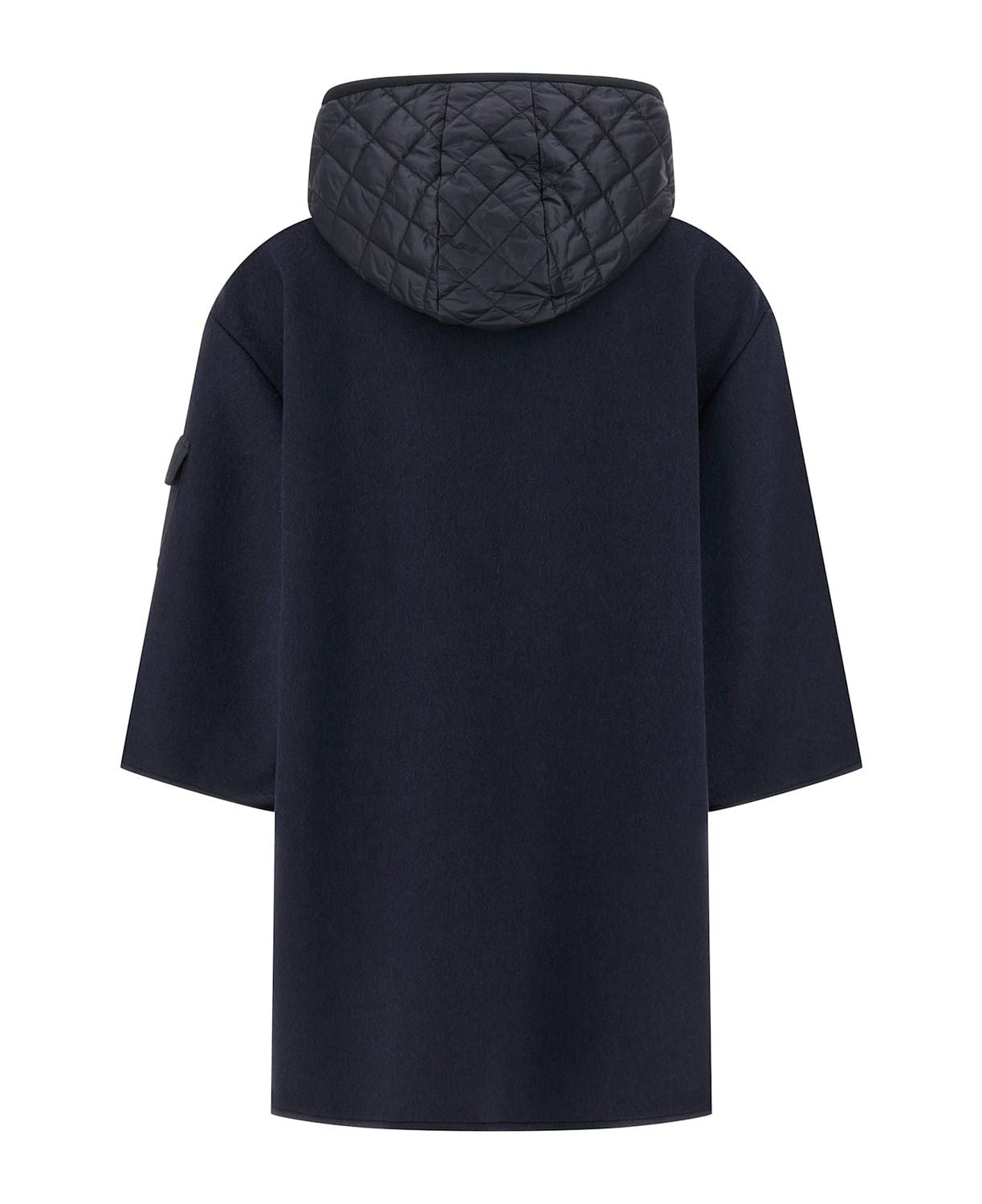 MONCLER Wool Blend Cape with Zip and Hood