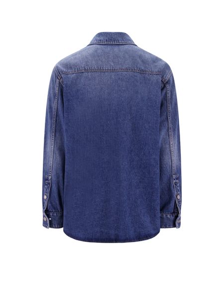 VALENTINO Overshirt in Denim with Contrast Stitching