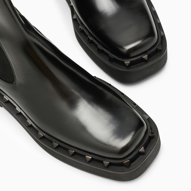 VALENTINO Rockstud M-Way Leather Chelsea Boots