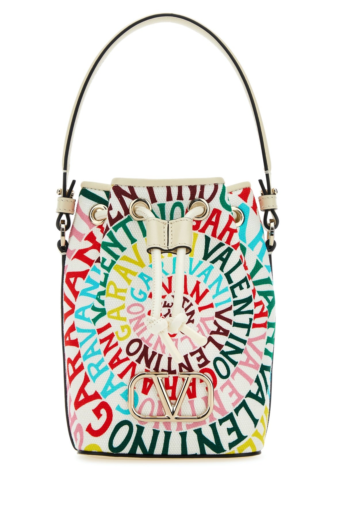 VALENTINO GARAVANI Mini Printed Canvas and Leather Escape Bucket Handbag