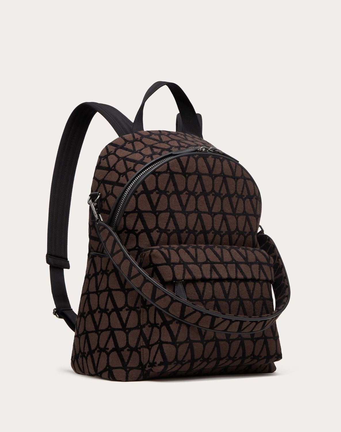 VALENTINO Toile Iconographe Fabric Mini Backpack with Leather Details