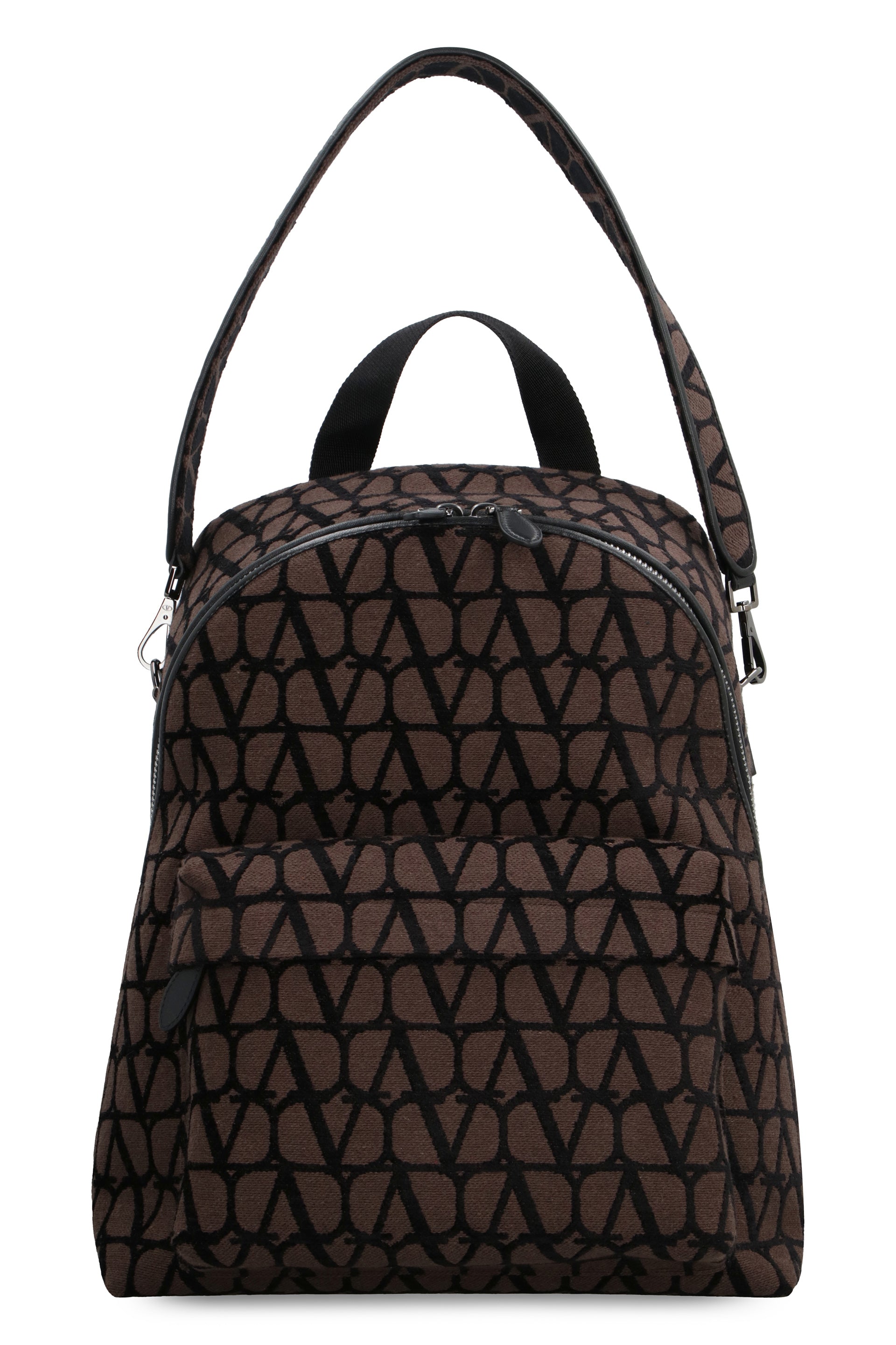 VALENTINO Toile Iconographe Fabric Mini Backpack with Leather Details