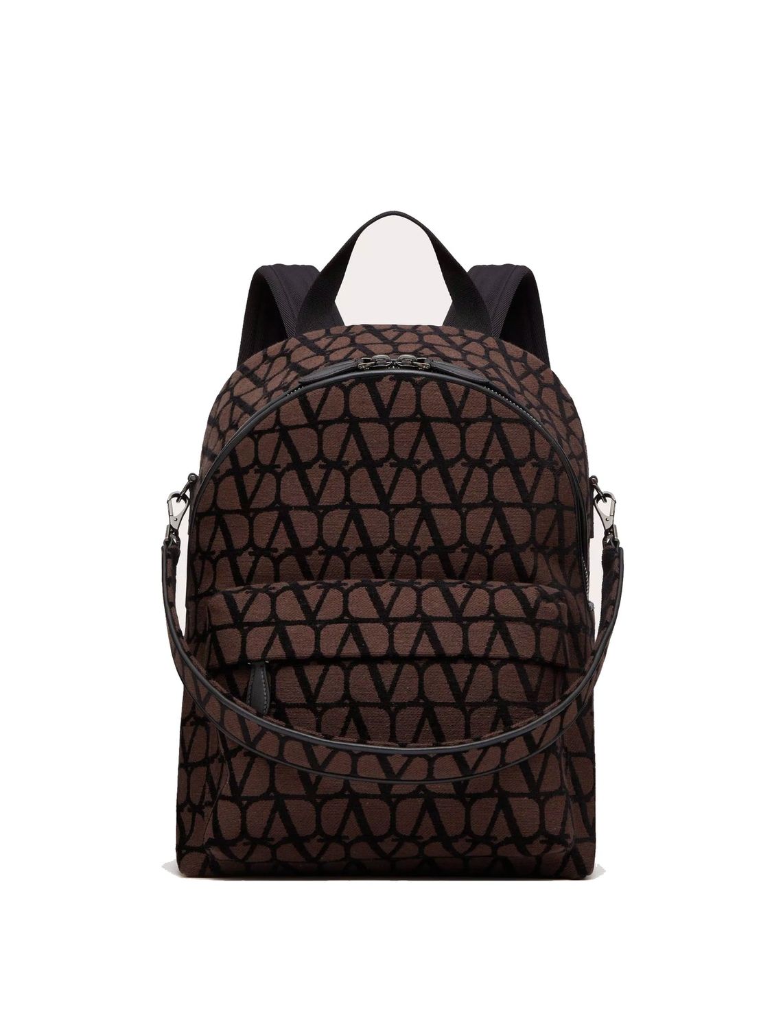 VALENTINO Toile Iconographe Fabric Mini Backpack with Leather Details