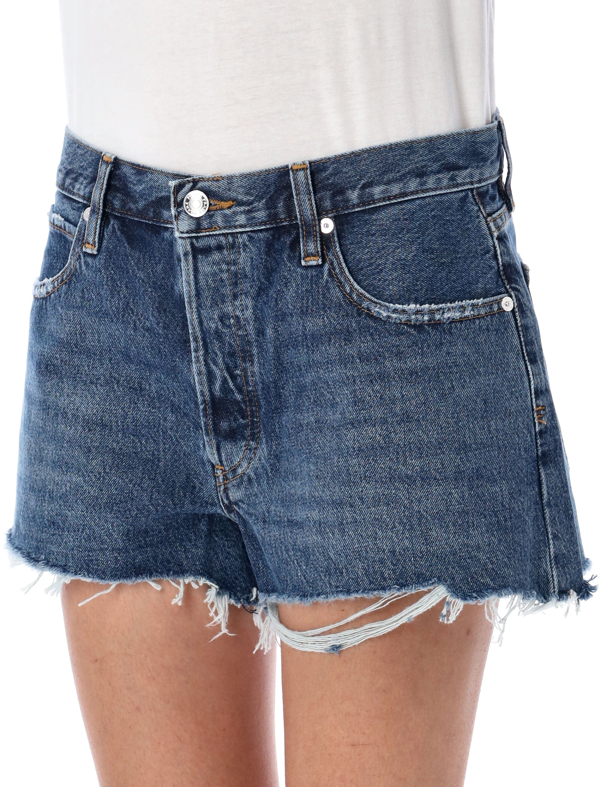 FRAME Mid-Rise Distressed Denim Shorts - Size 27
