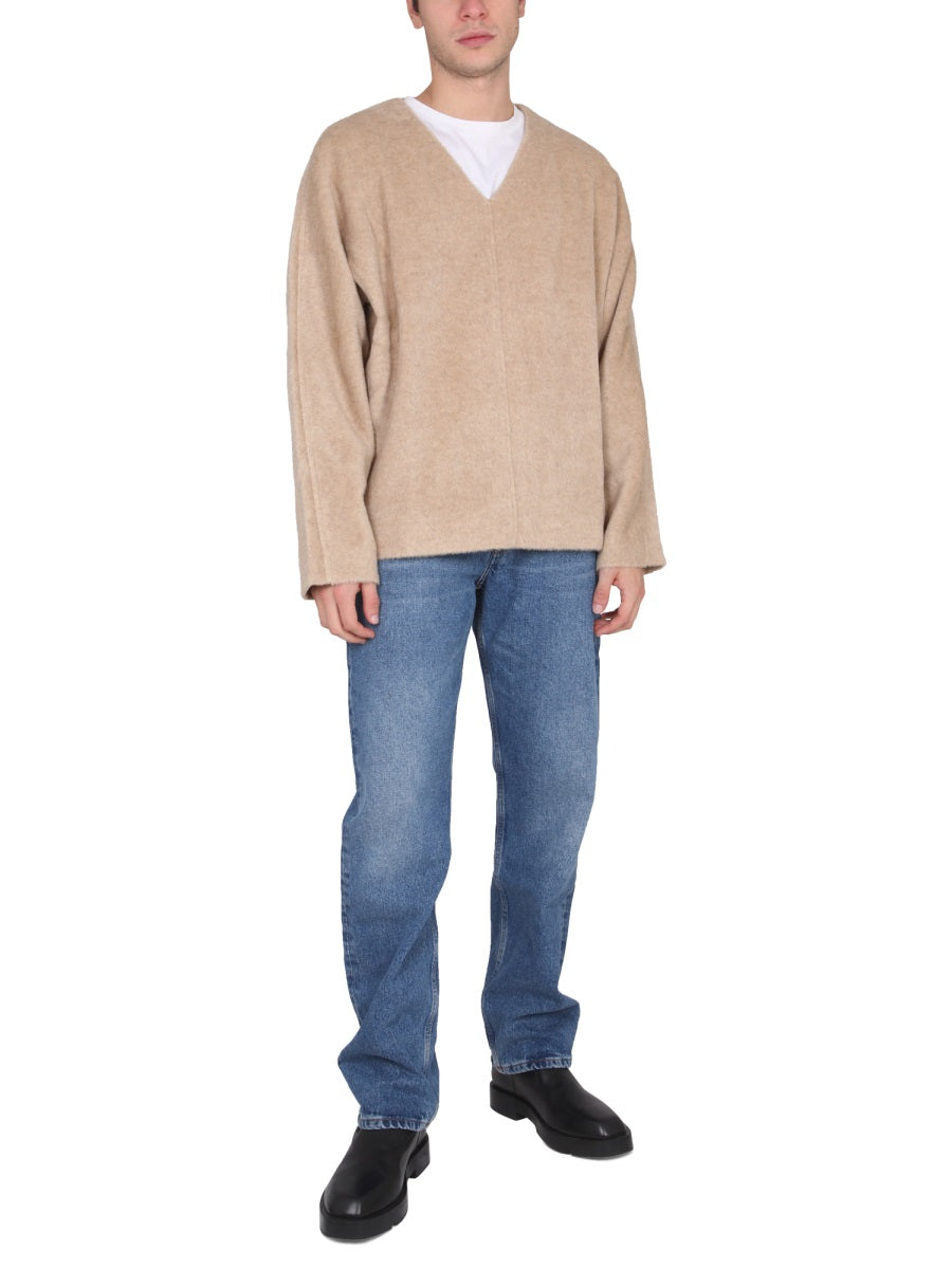 SÉFR Men's V-Neck Stitched Detail Shirt