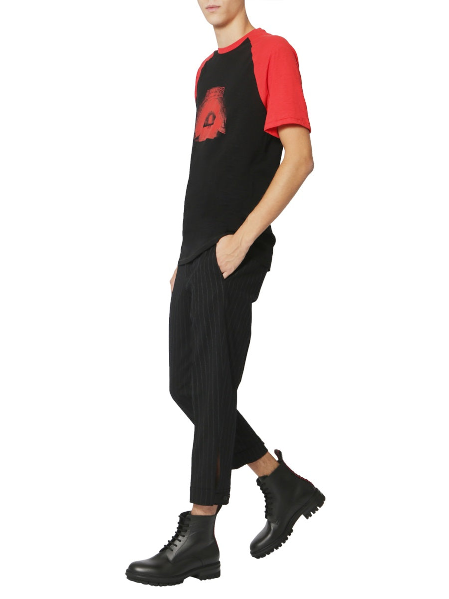 NEIL BARRETT Raglan Fit Round Neck T-Shirt for Men