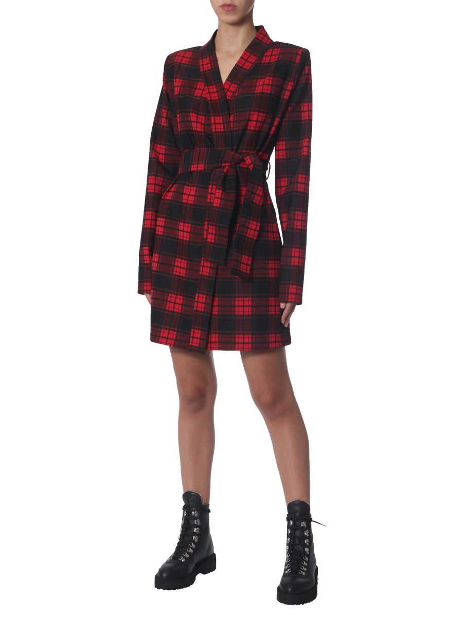 UNRAVEL V-Neck Mini Dress with Wallet Closure