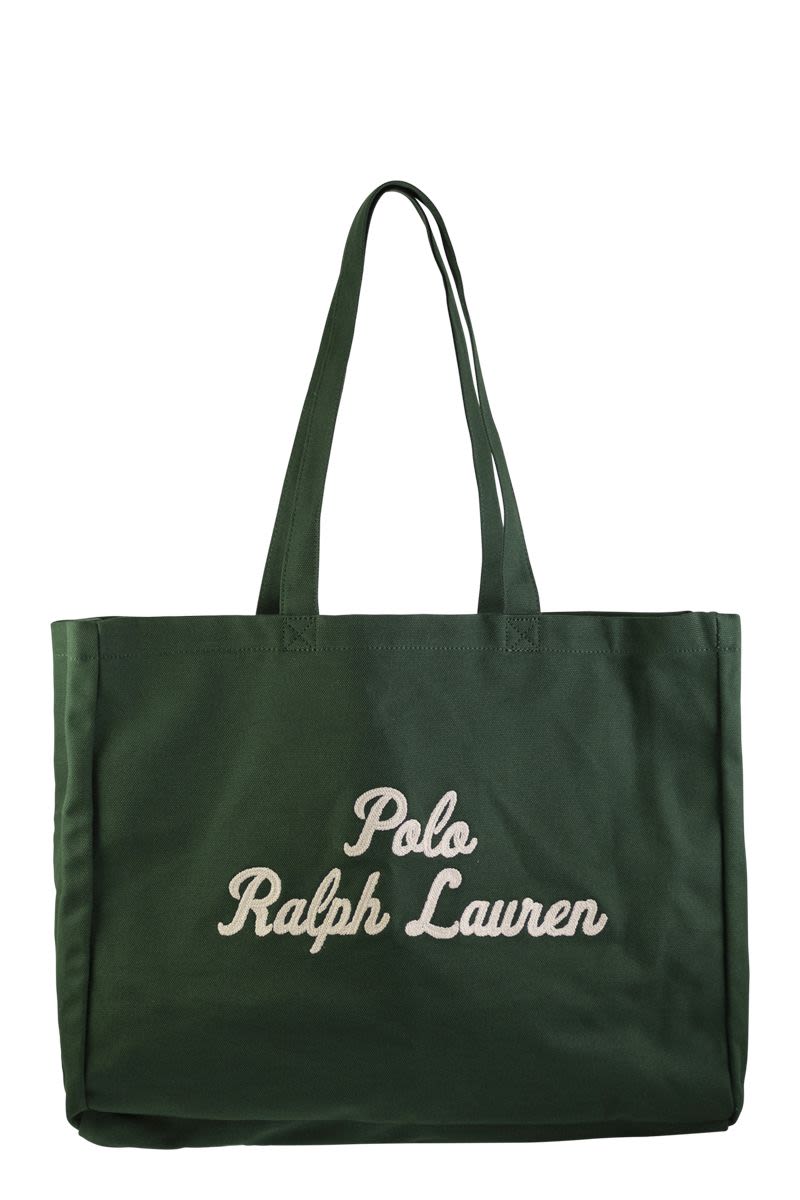 POLO RALPH LAUREN Embroidered Canvas Tote Handbag (45.7 x 36.8 x 15.9 cm)