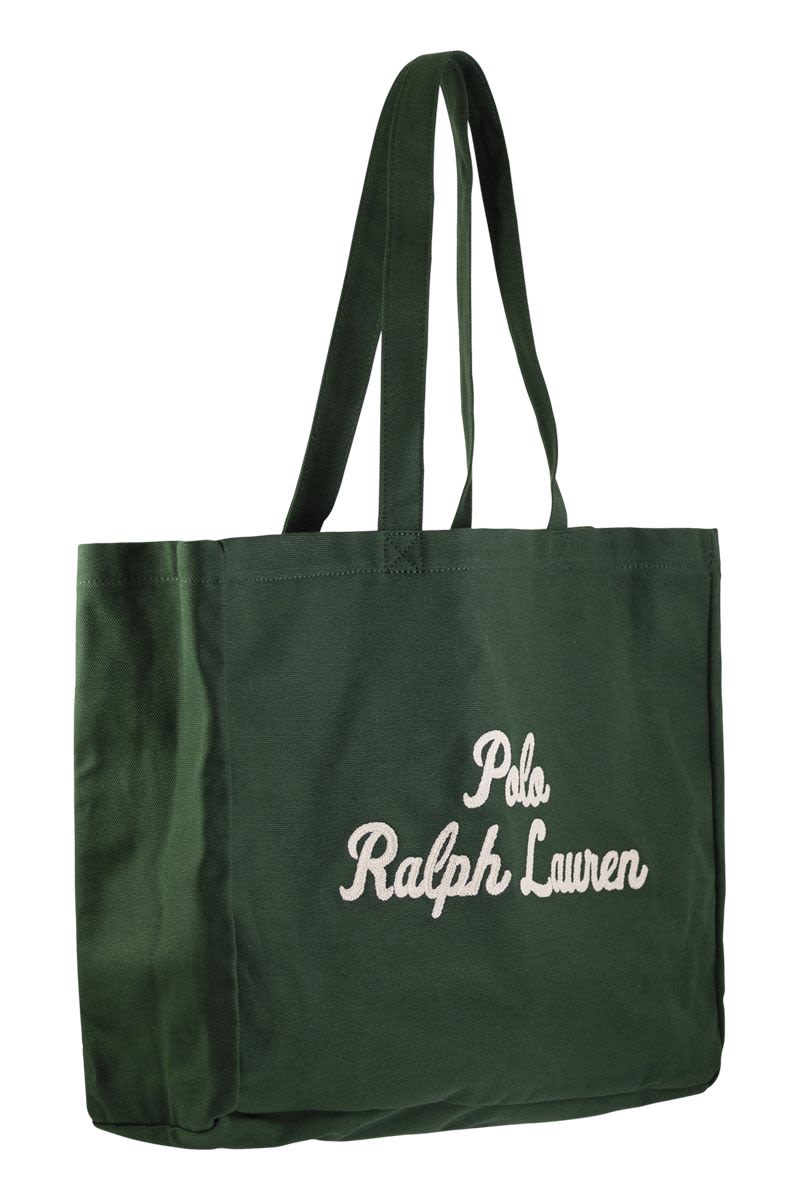 POLO RALPH LAUREN Embroidered Canvas Tote Handbag (45.7 x 36.8 x 15.9 cm)