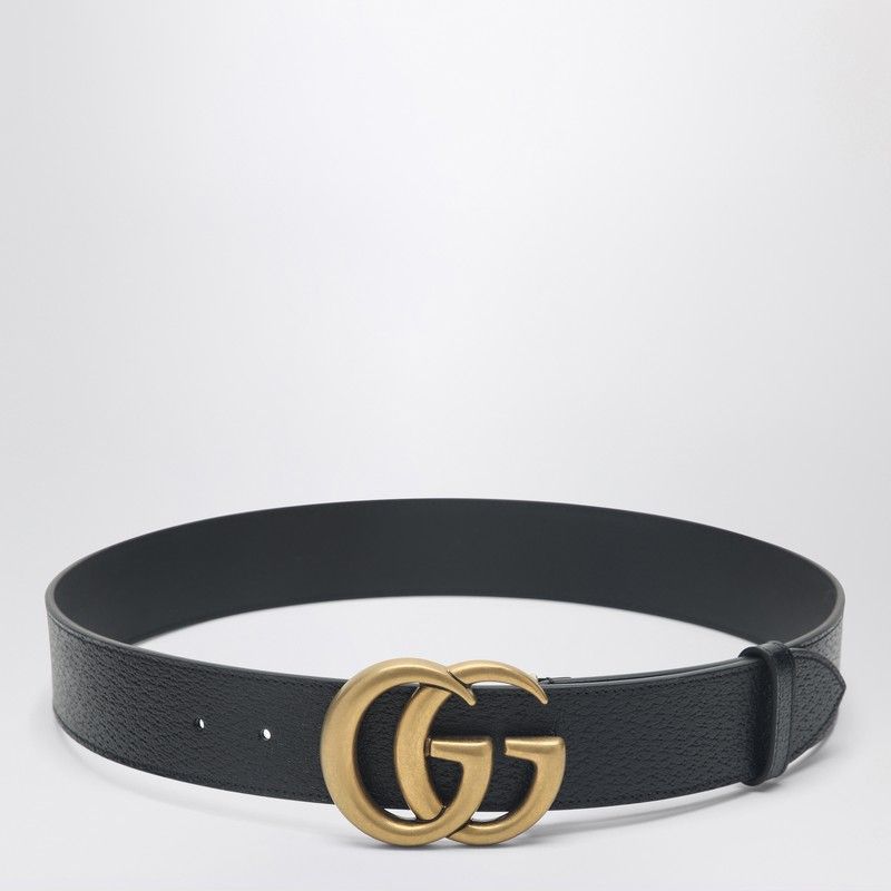GUCCI Rough-Effect Structured Belt with Double G Buckle - 4 CM Width