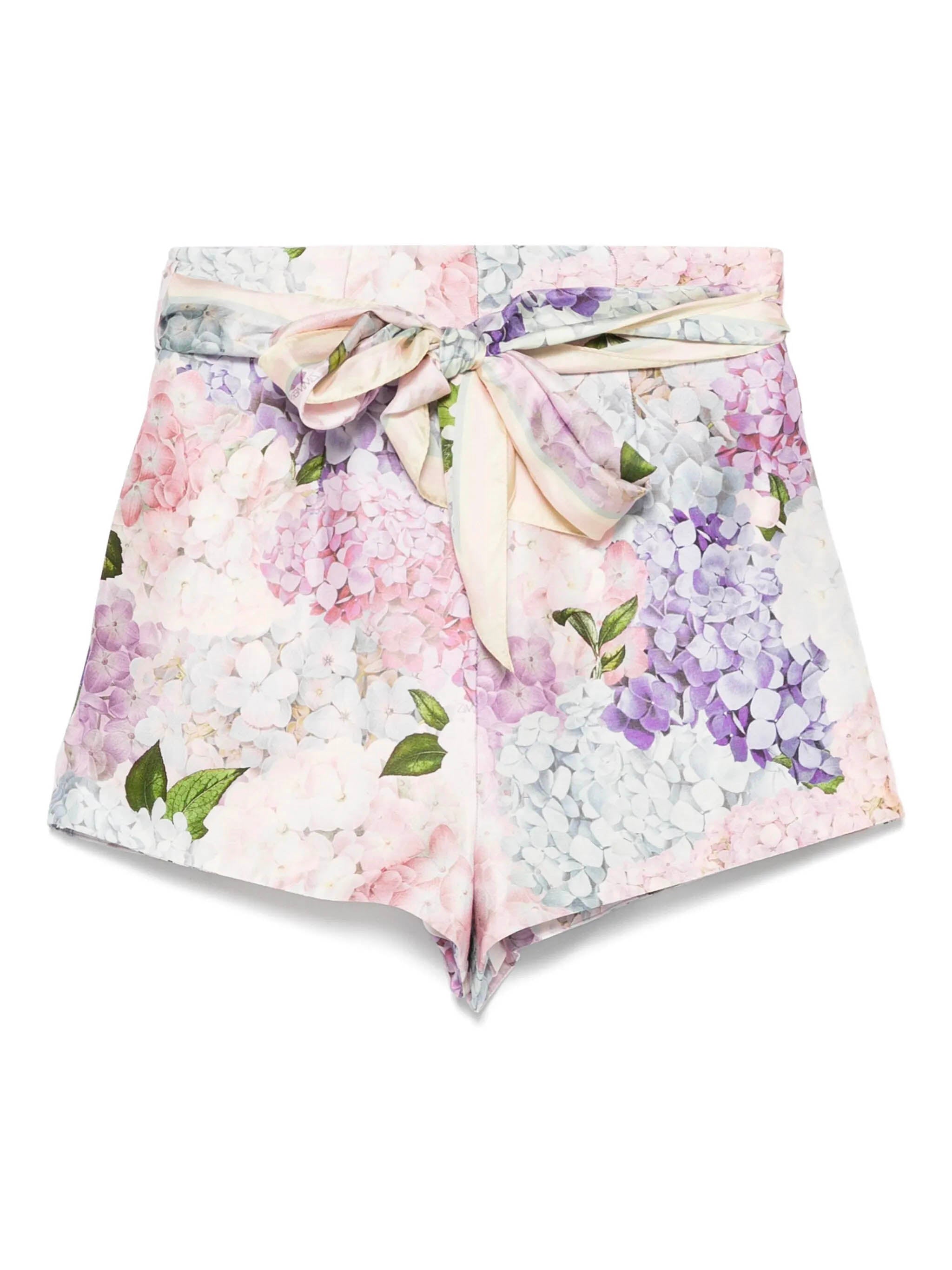 ZIMMERMANN High-Waisted Mini Silk Shorts with Removable Scarf Belt