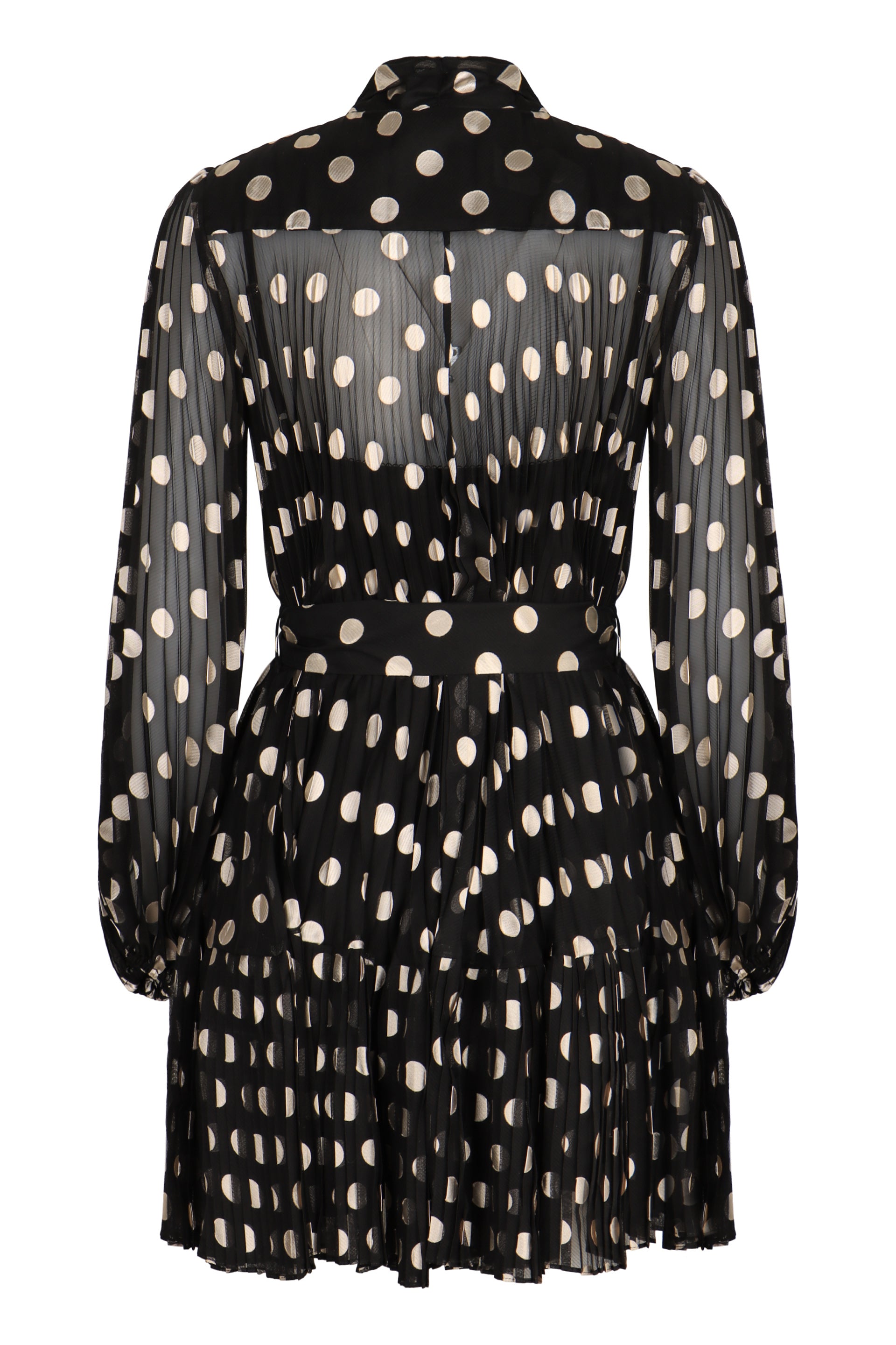 ZIMMERMANN Pleated Mini Dress with Tie Neck and Coordinated Belt