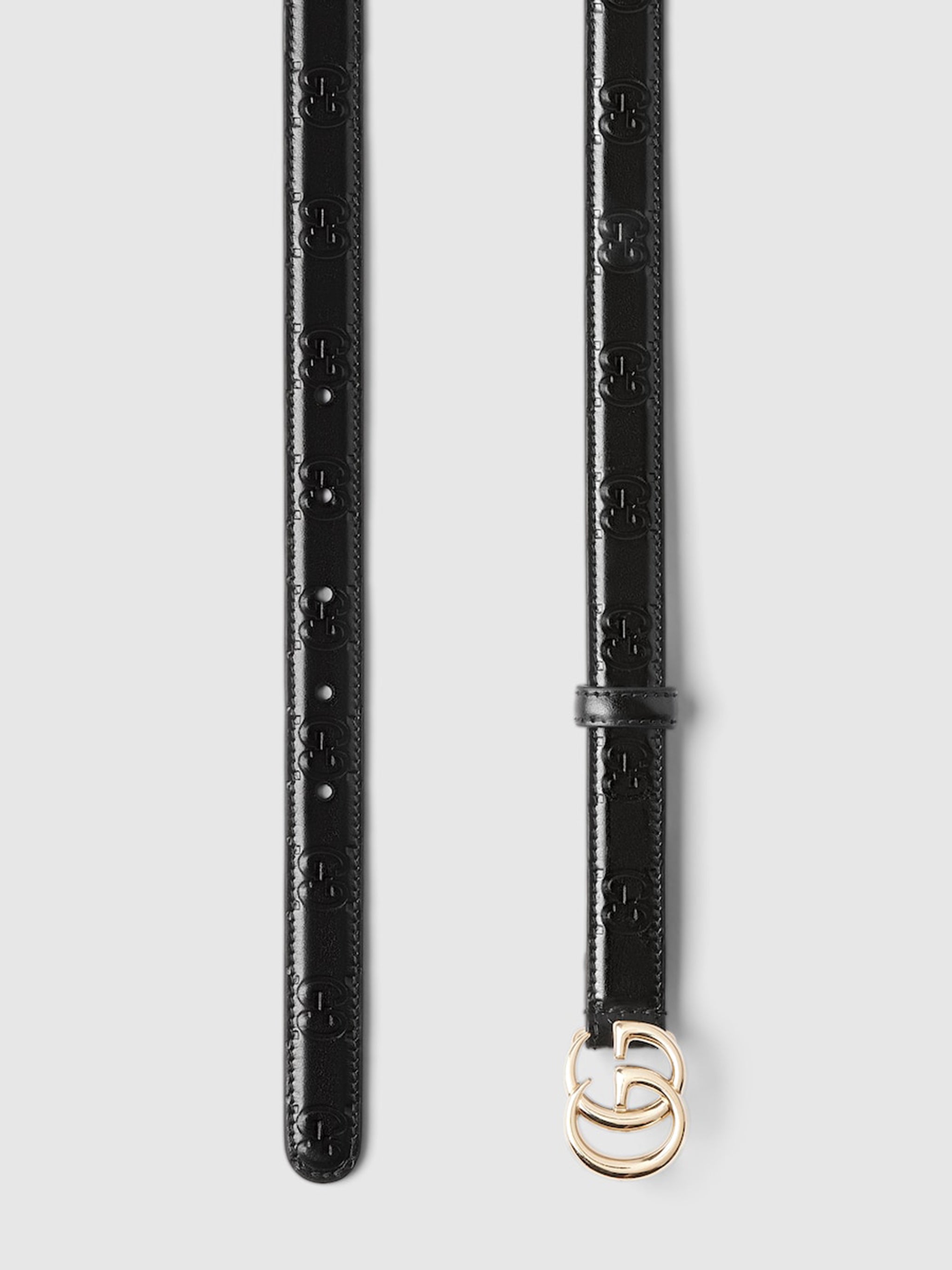 GUCCI Thin Leather Belt with Double G Buckle - 2 cm Width