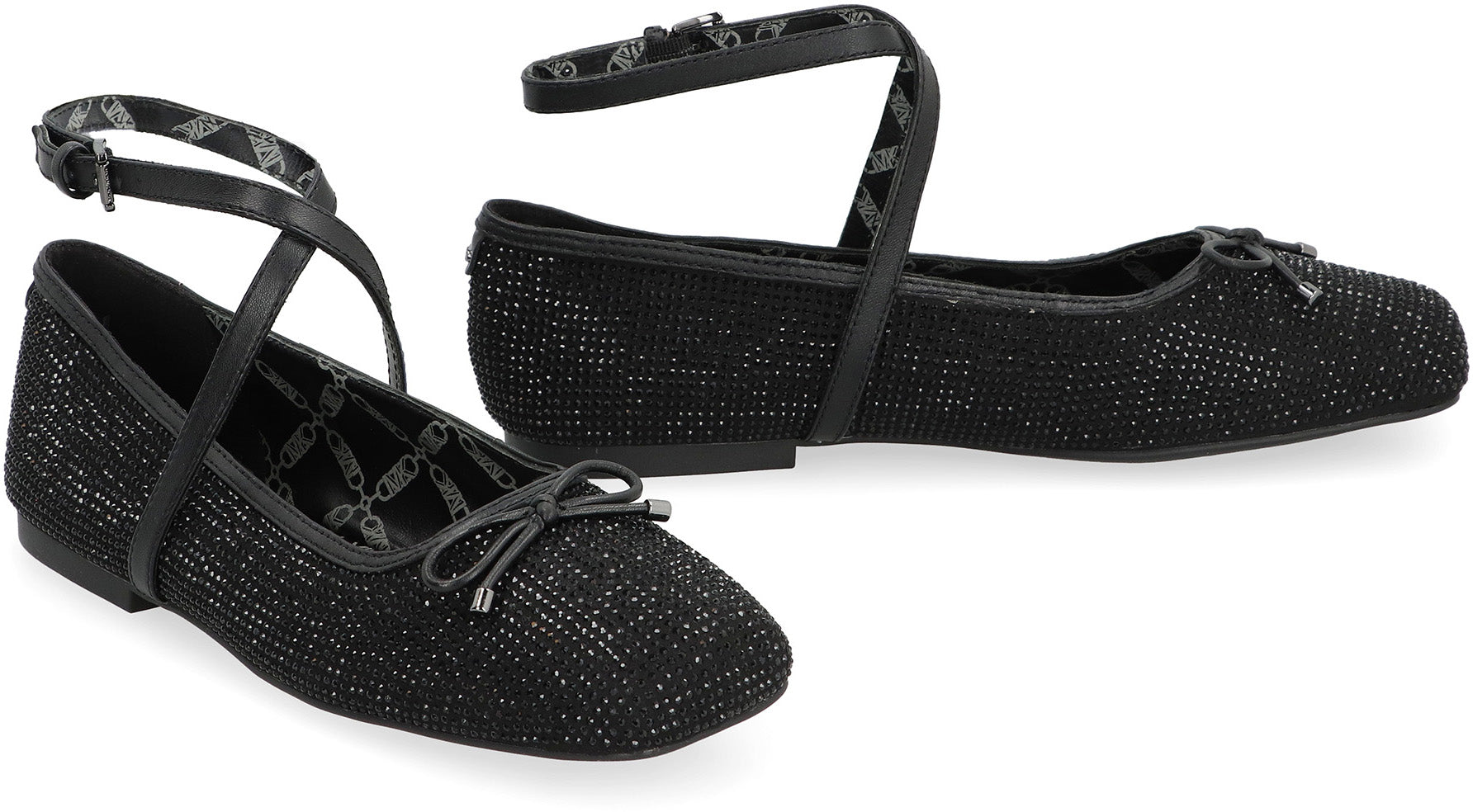 MICHAEL MICHAEL KORS Alluring Rhinestone Ballet Flats with Adjustable Ankle Strap