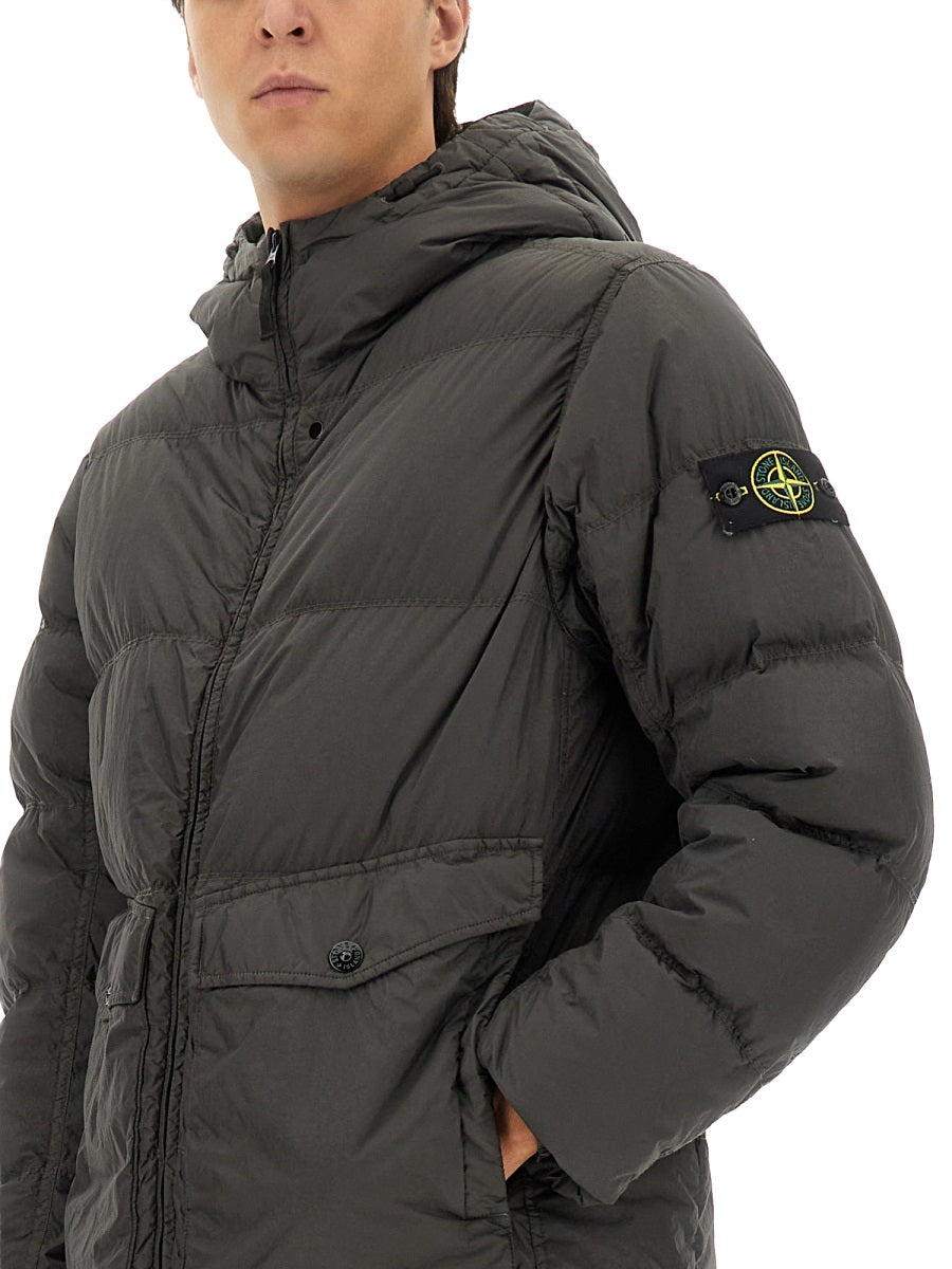 STONE ISLAND Men's Wind-Resistant Down Jacket with Hood