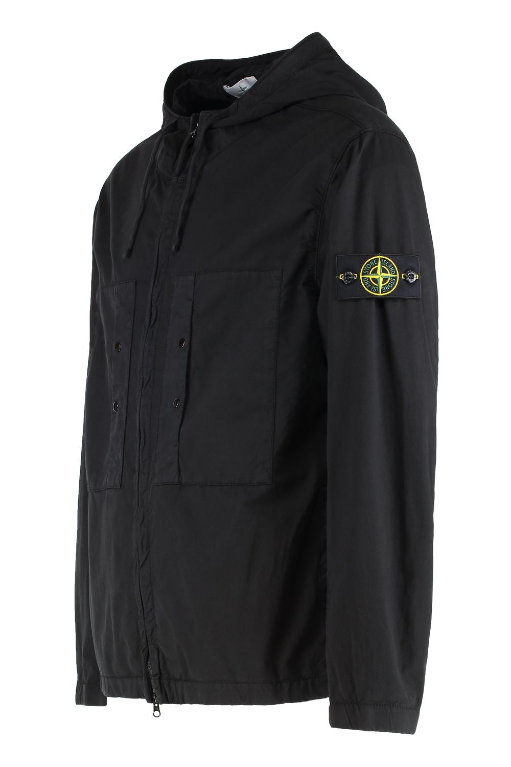 STONE ISLAND Hooded Cotton Jacket with Removable Logo Patch