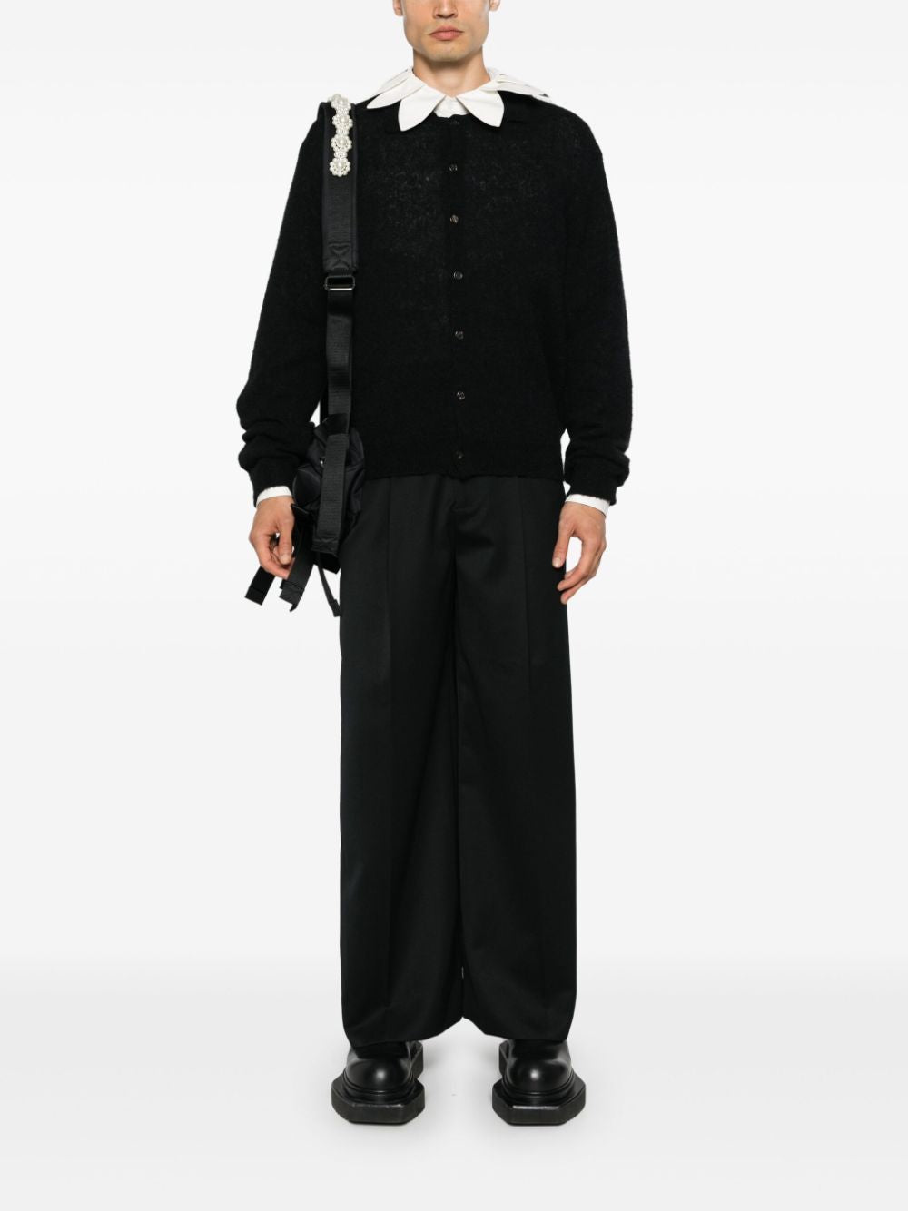 SIMONE ROCHA Wide Fit Wool Pants with Zipper Closure