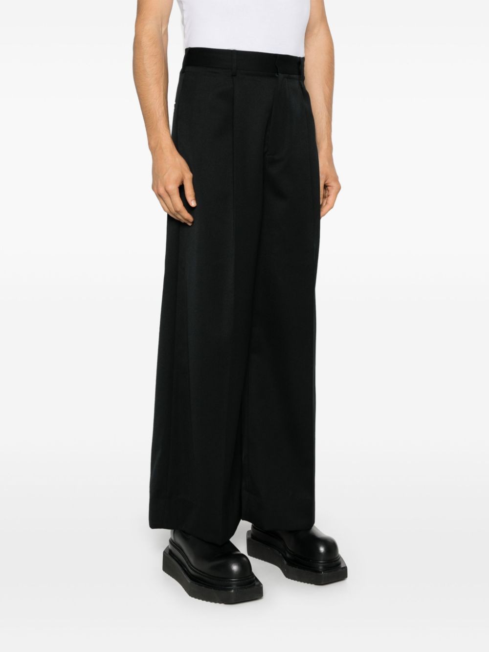 SIMONE ROCHA Wide Fit Wool Pants with Zipper Closure