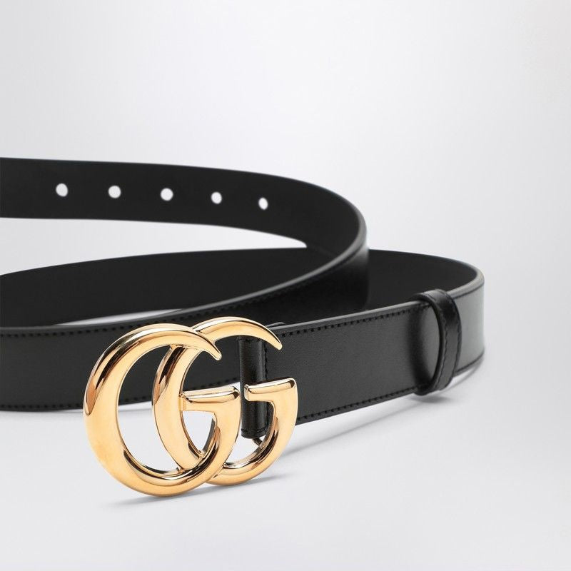 GUCCI Leather Belt with Shiny Buckle - 6cm x 5cm