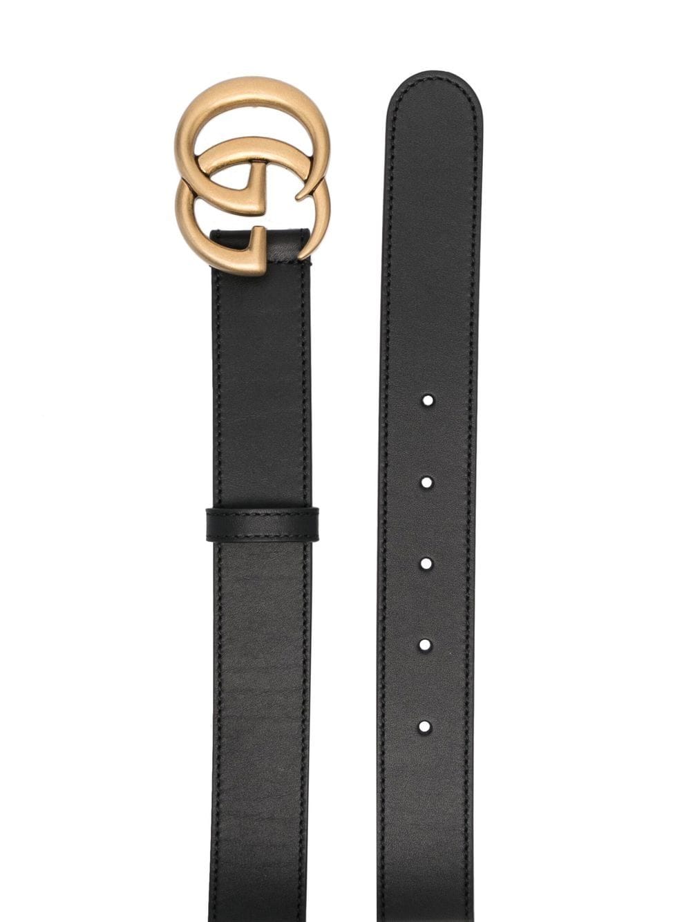 GUCCI GG Marmont Leather Belt with Double G Buckle - 3 cm Width