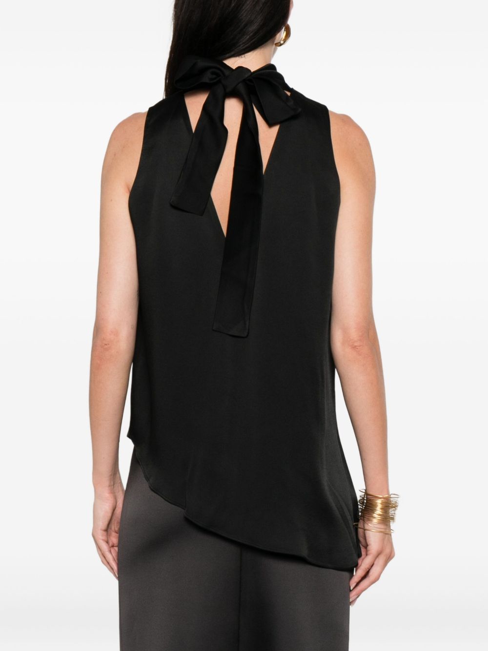 RÓHE Asymmetrical Cowl Neck Satin Top - Size 34