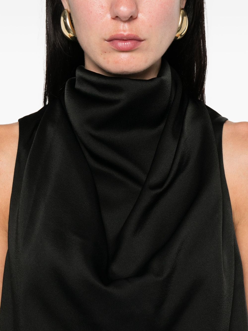 RÓHE Asymmetrical Cowl Neck Satin Top - Size 34