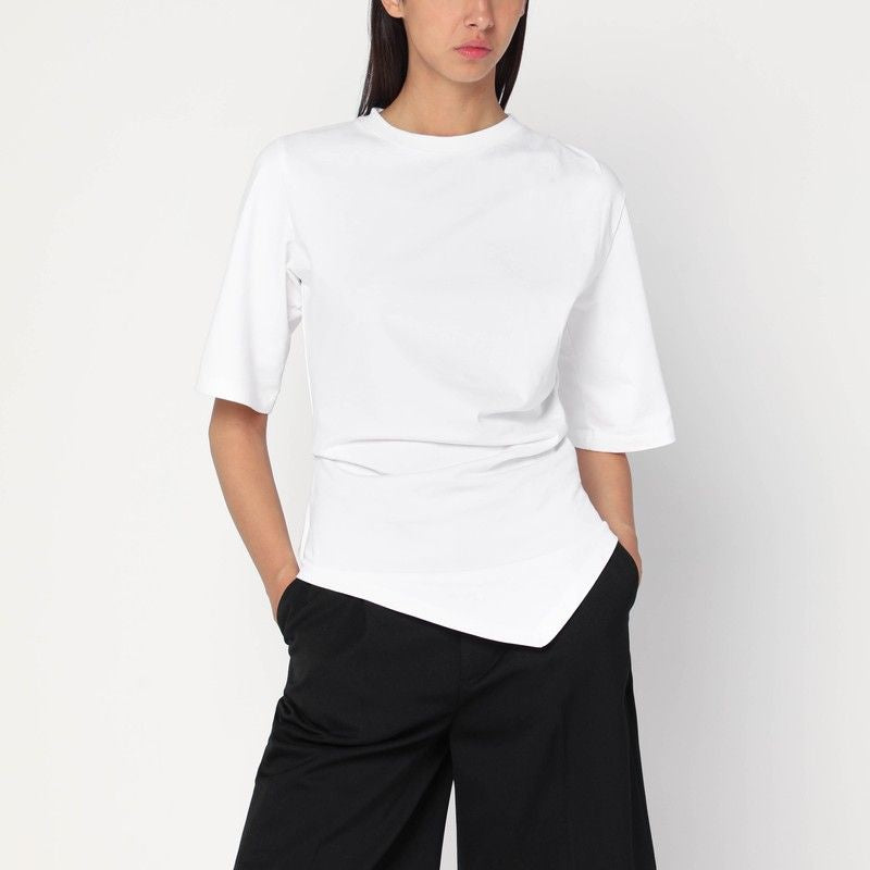 RÓHE Asymmetrical Cotton Top with Draping