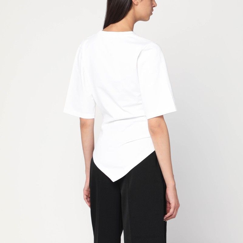 RÓHE Asymmetrical Cotton Top with Draping