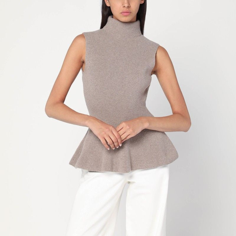 RÓHE Sleeveless Turtleneck Mini Top in Cashmere Blend