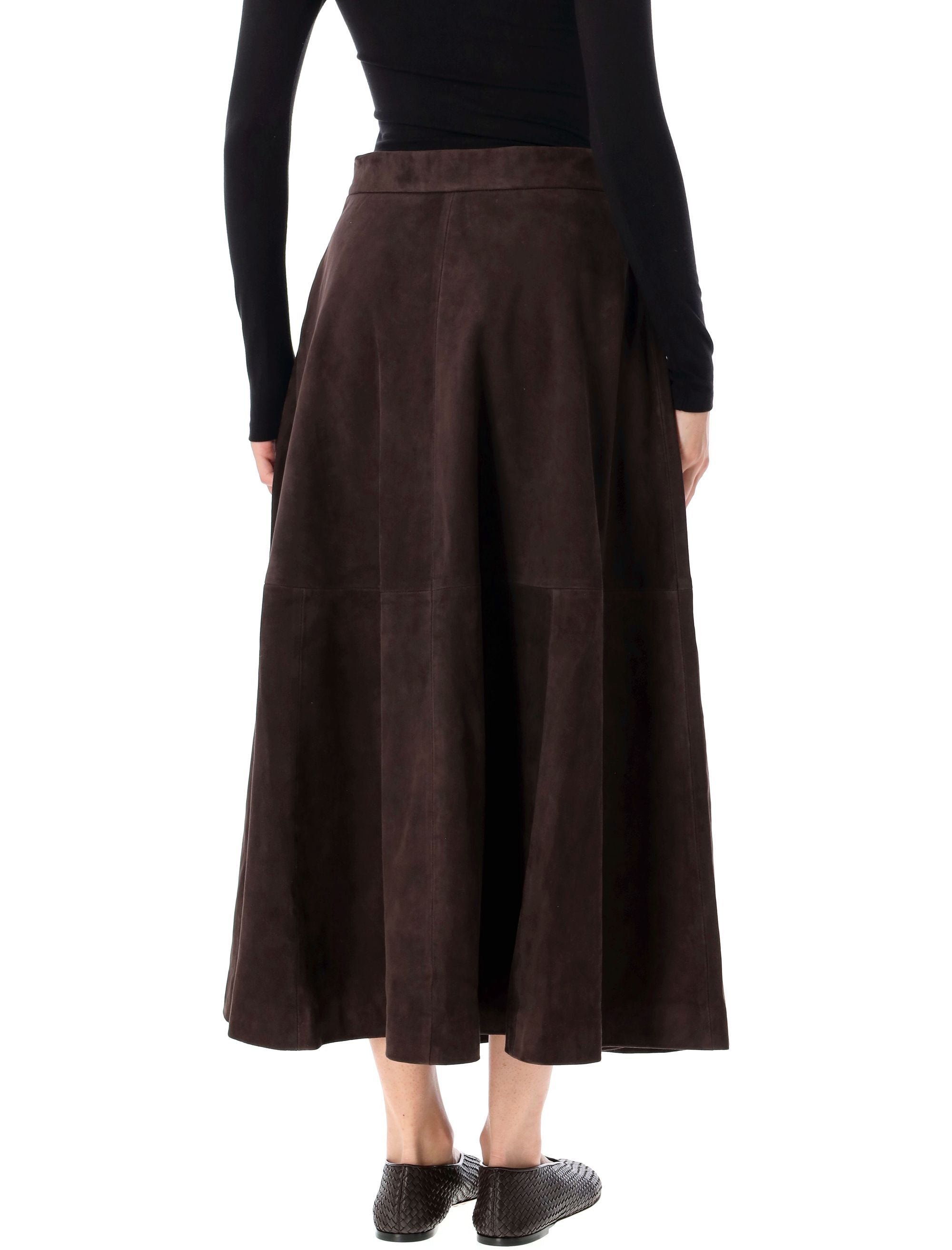 RÓHE Women’s A-Line Midi Suede Skirt - Size 36