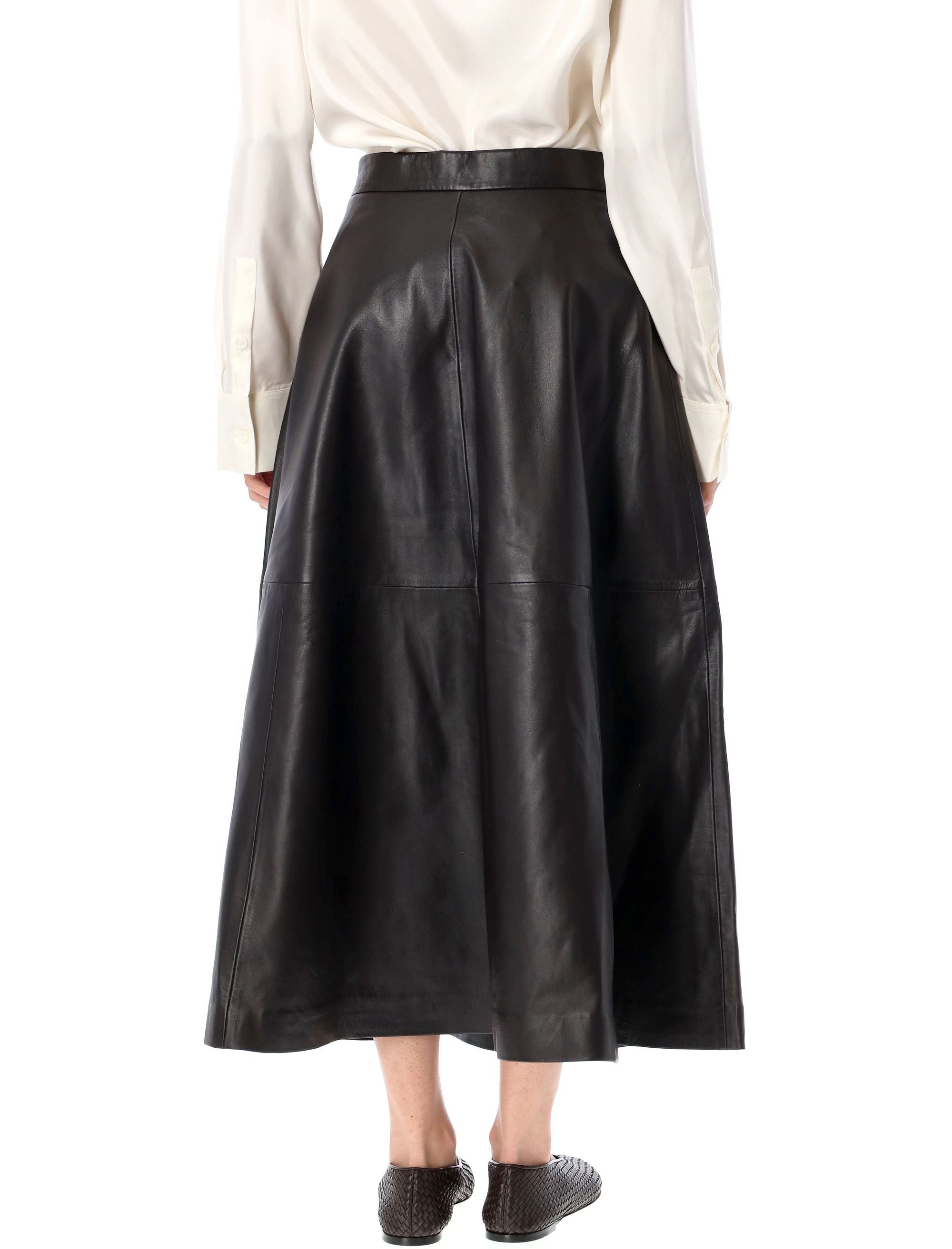 RÓHE Chic A-Line Midi Leather Skirt - Size 36