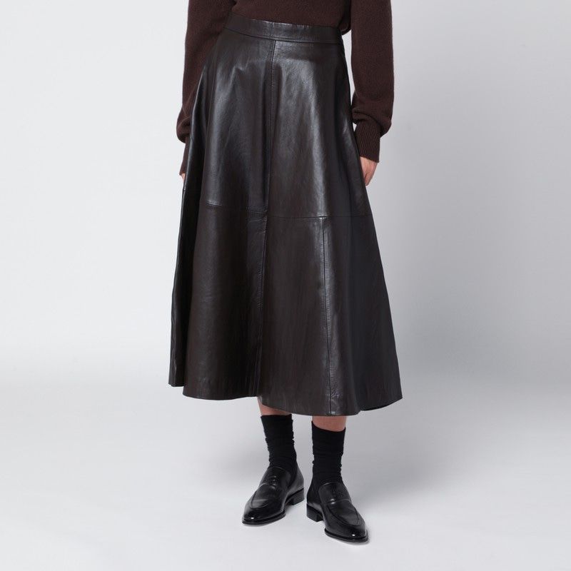 RÓHE Leather Flared Skirt