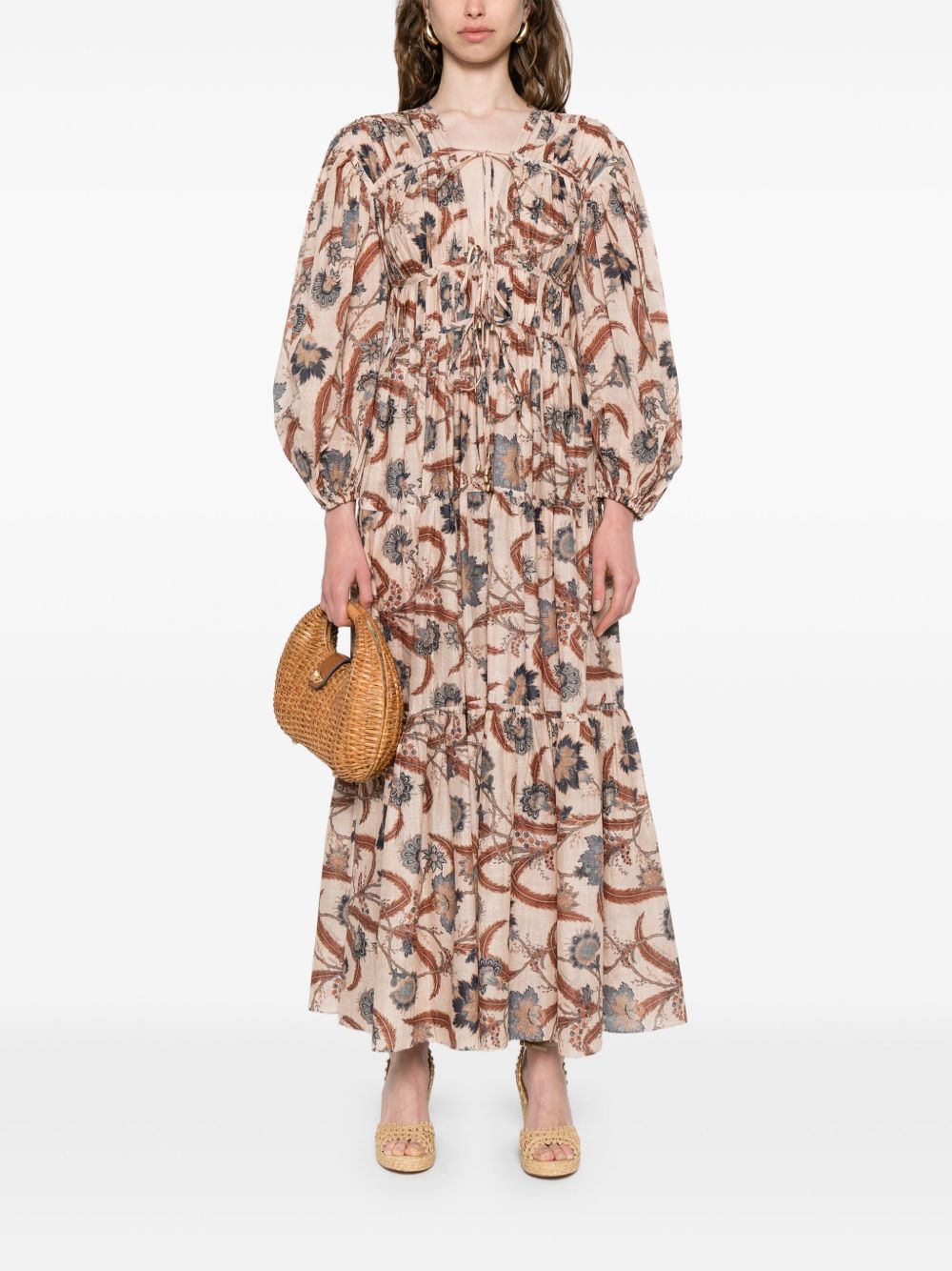 ZIMMERMANN Billowing Maxi Dress with Self-Tie Accents