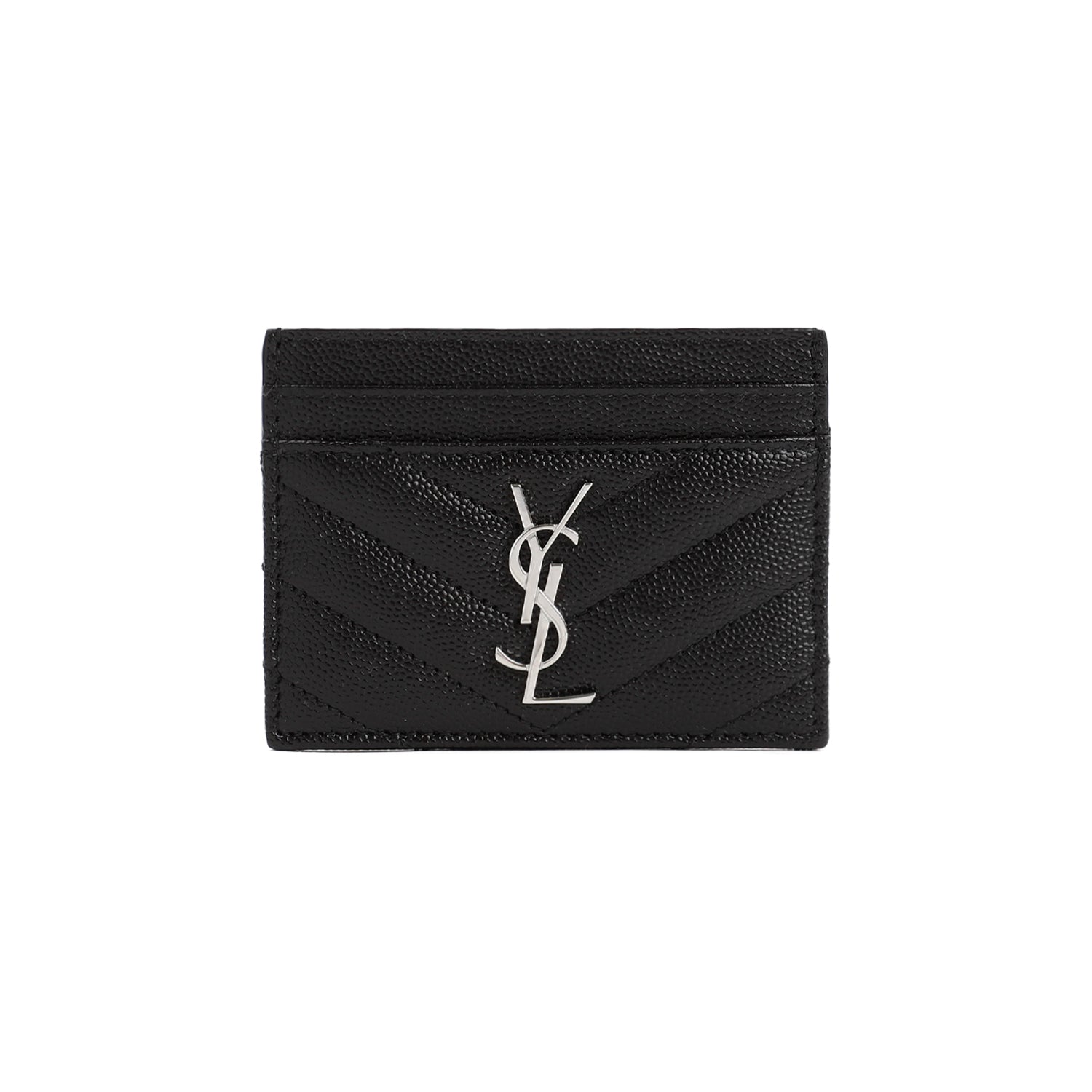 SAINT LAURENT Mini Quilted Card Holder with Metal Logo