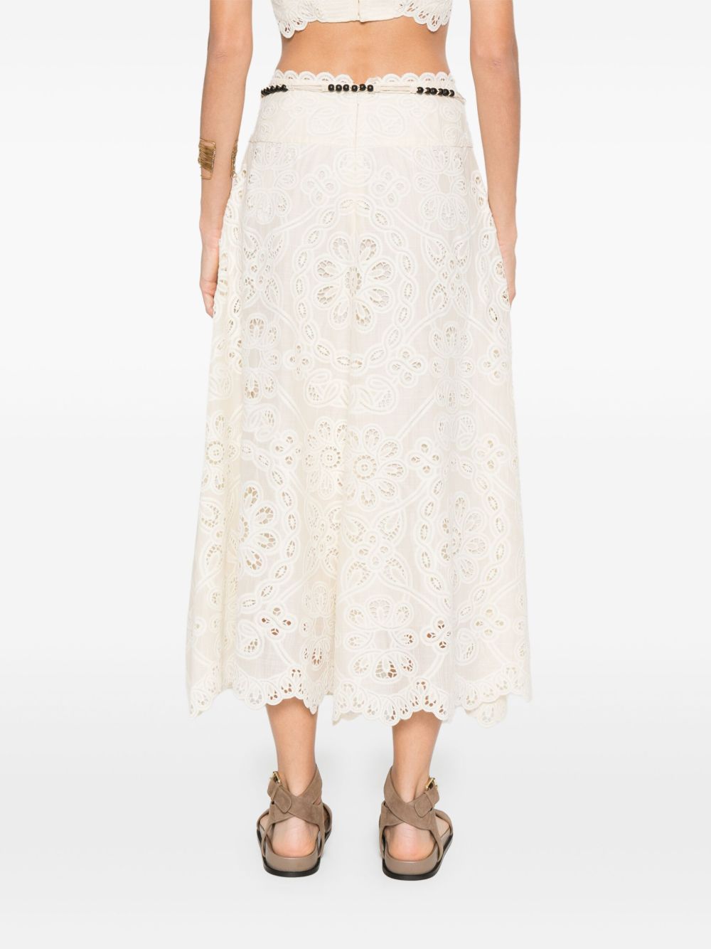 ZIMMERMANN Front Tie Maxi Skirt with Cut-Out Floral Detailing