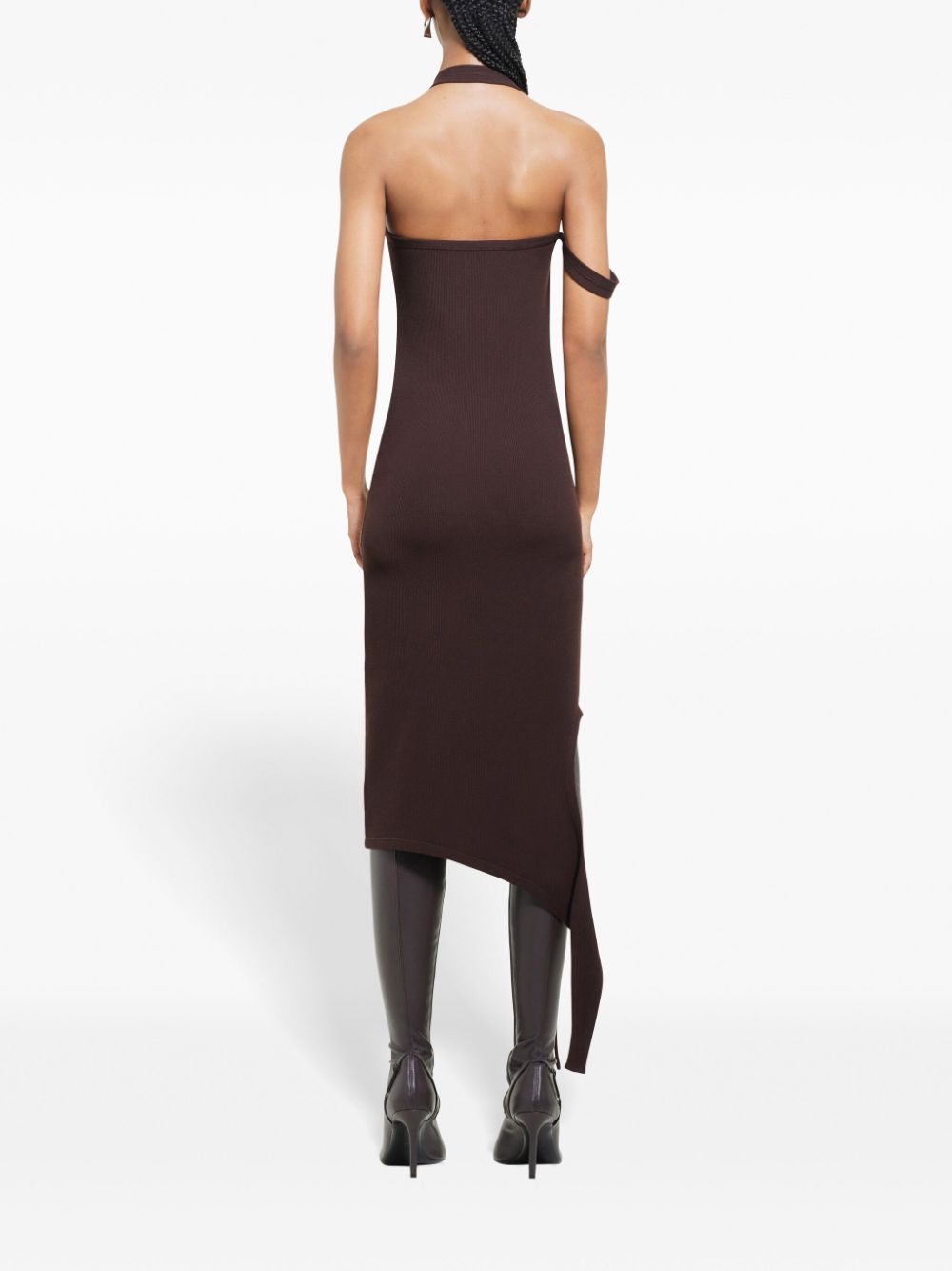 COURREGÈS Ribbed Midi Dress with Asymmetric Hem for Women