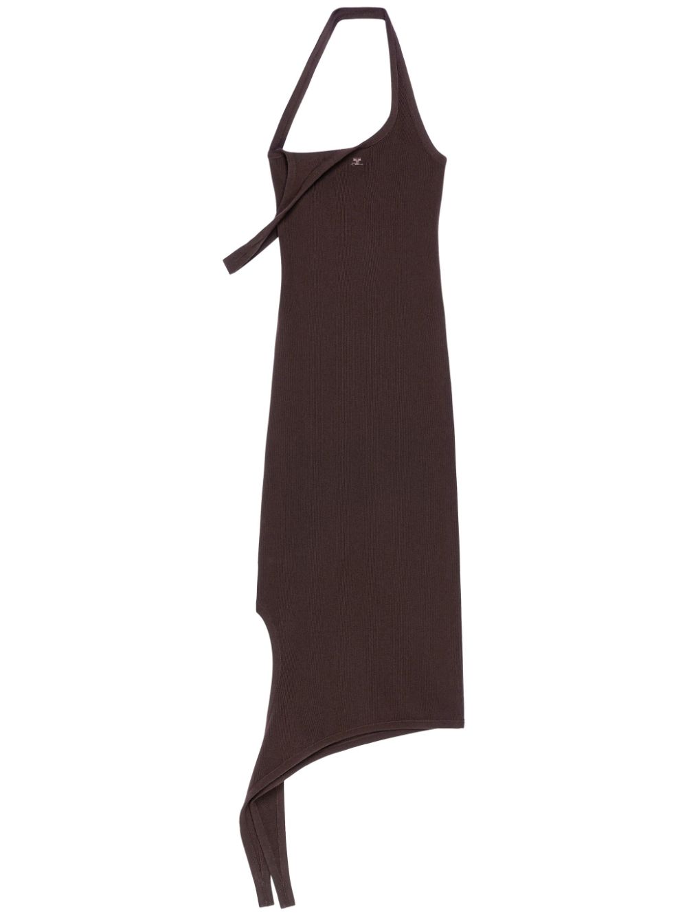 COURREGÈS Ribbed Midi Dress with Asymmetric Hem for Women